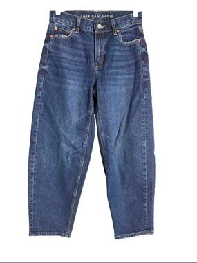 American Eagle Barrel Jeans Women Size 000 Dark Wash Regular Balloon